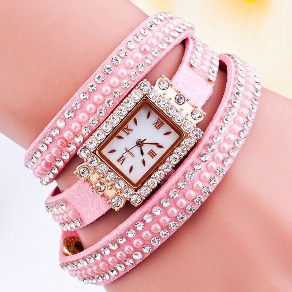 Thumbnail: Geometric Dial Plate Bracelet Rhinestone Watch