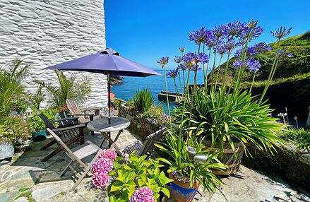 The large terrace at Cliff Cottages that look directly out to sea