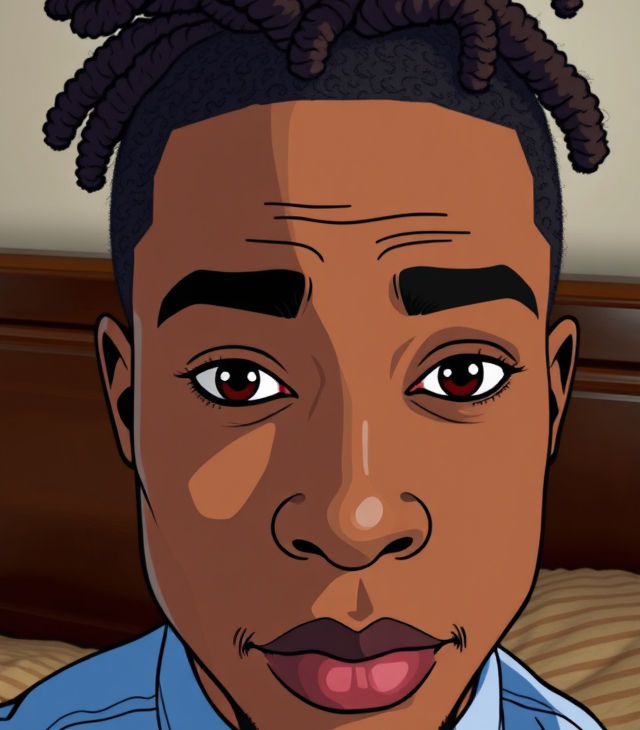 AI image Young Black Man Gazing into the view  