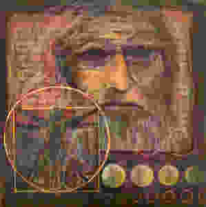acrylic painting of Leonardo da Vinci