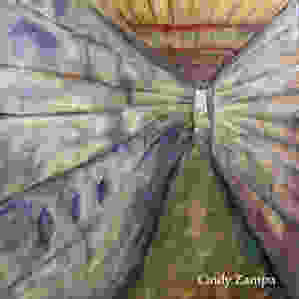 Acrylic painting of a tunnel that is part of the Atlantic Wall