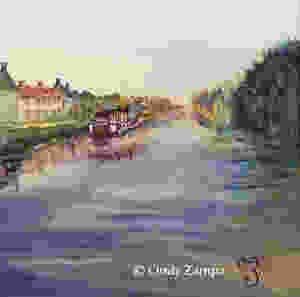 Acrylic painting of a paddleboat on canal in Damme, Belgium