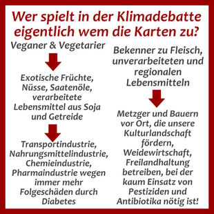 Klimadebatte Vegan & Vegetarier vs. Bekenner zu Fleisch