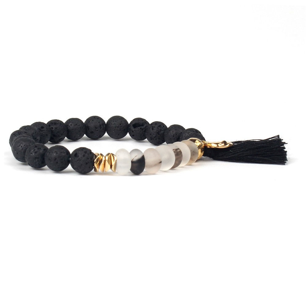Bohemia Black and Gold Beaded Tassel bracelet