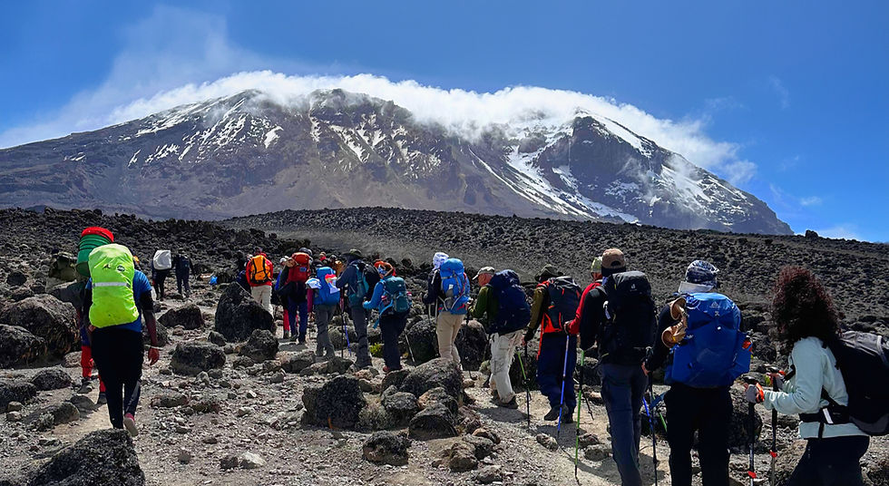 Hikers on Kilimanjaro Machame Route