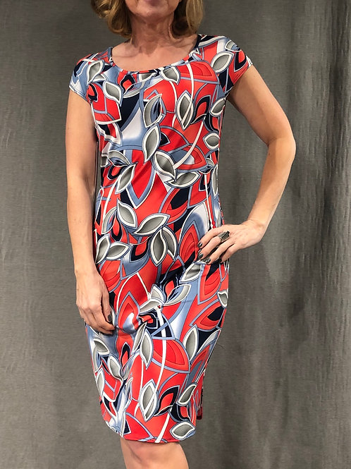 Robe droite manche cape à fentes arrondies S548