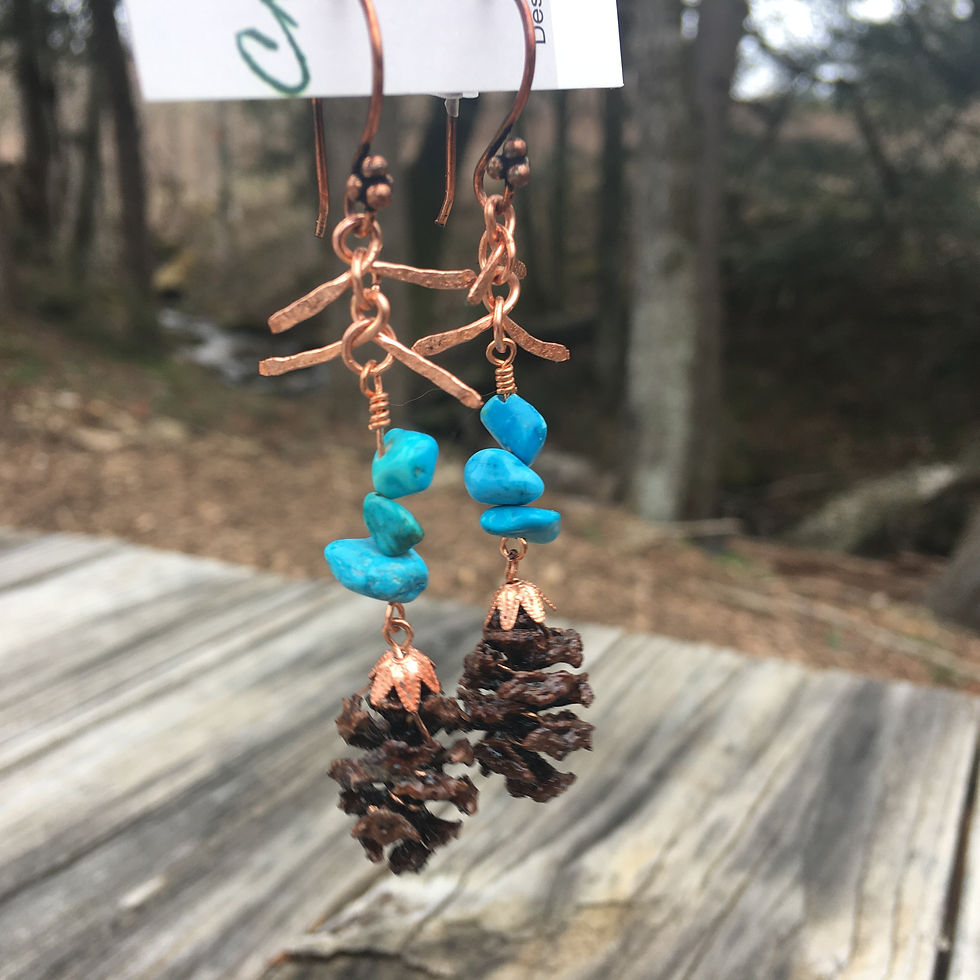 Redwood Cone with Turquoise on Copper