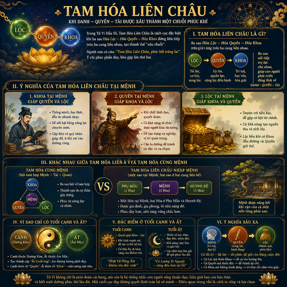 TAM HÓA LIÊN CHÂU – KHI “DANH, QUYỀN, TÀI” ĐƯỢC XÂU THÀNH MỘT CHUỖI PHÚC KHÍ