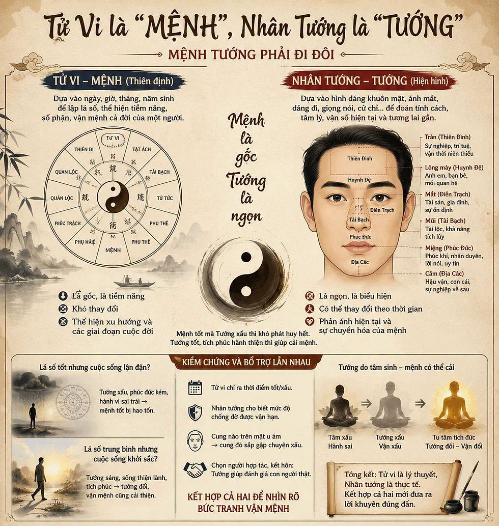 TỬ VI LÀ “MỆNH”, NHÂN TƯỚNG LÀ “TƯỚNG” – MỆNH TƯỚNG PHẢI ĐI ĐÔI