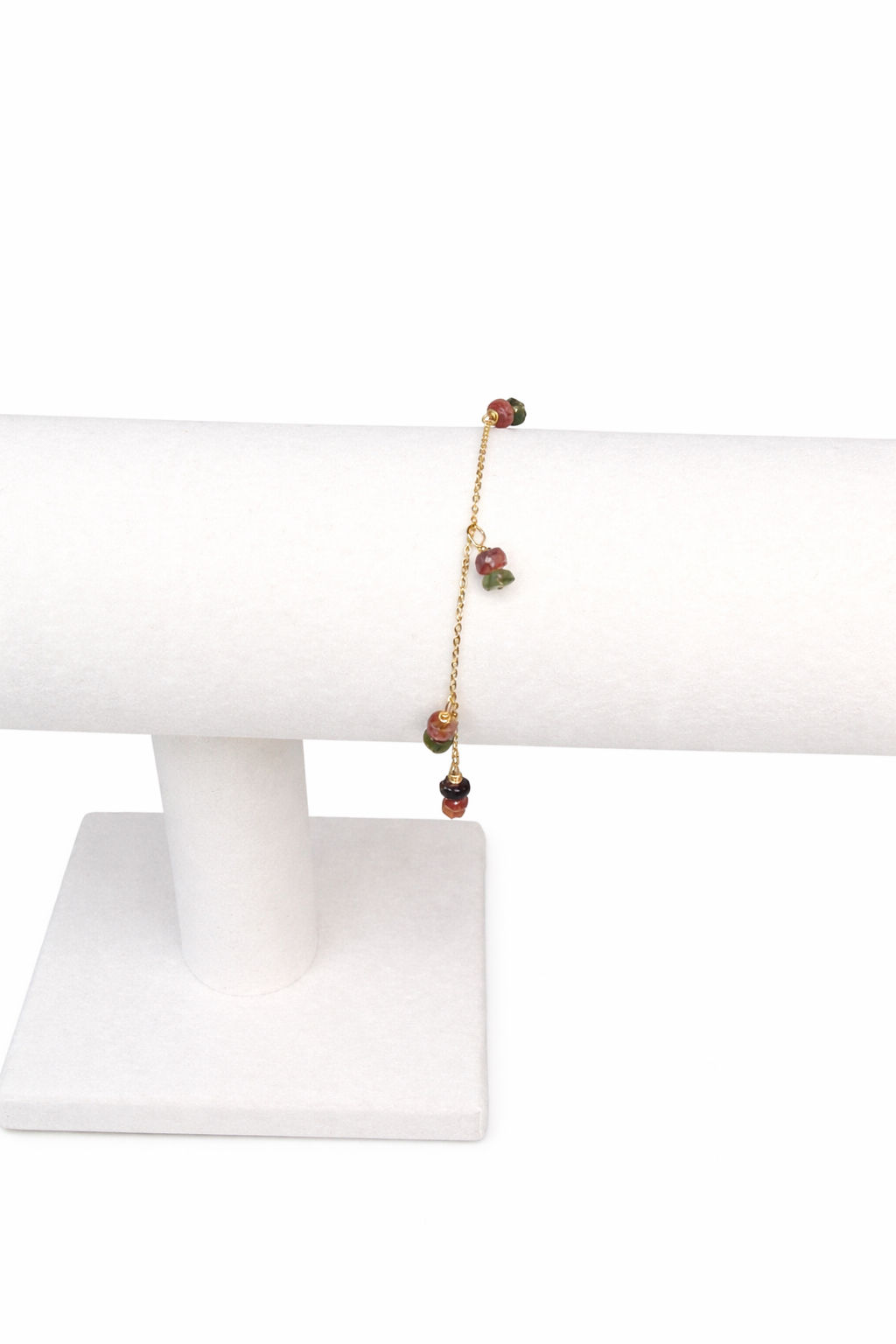 Gold Filled Mixed Tourmaline Gemstone Dangle Bracelet 
