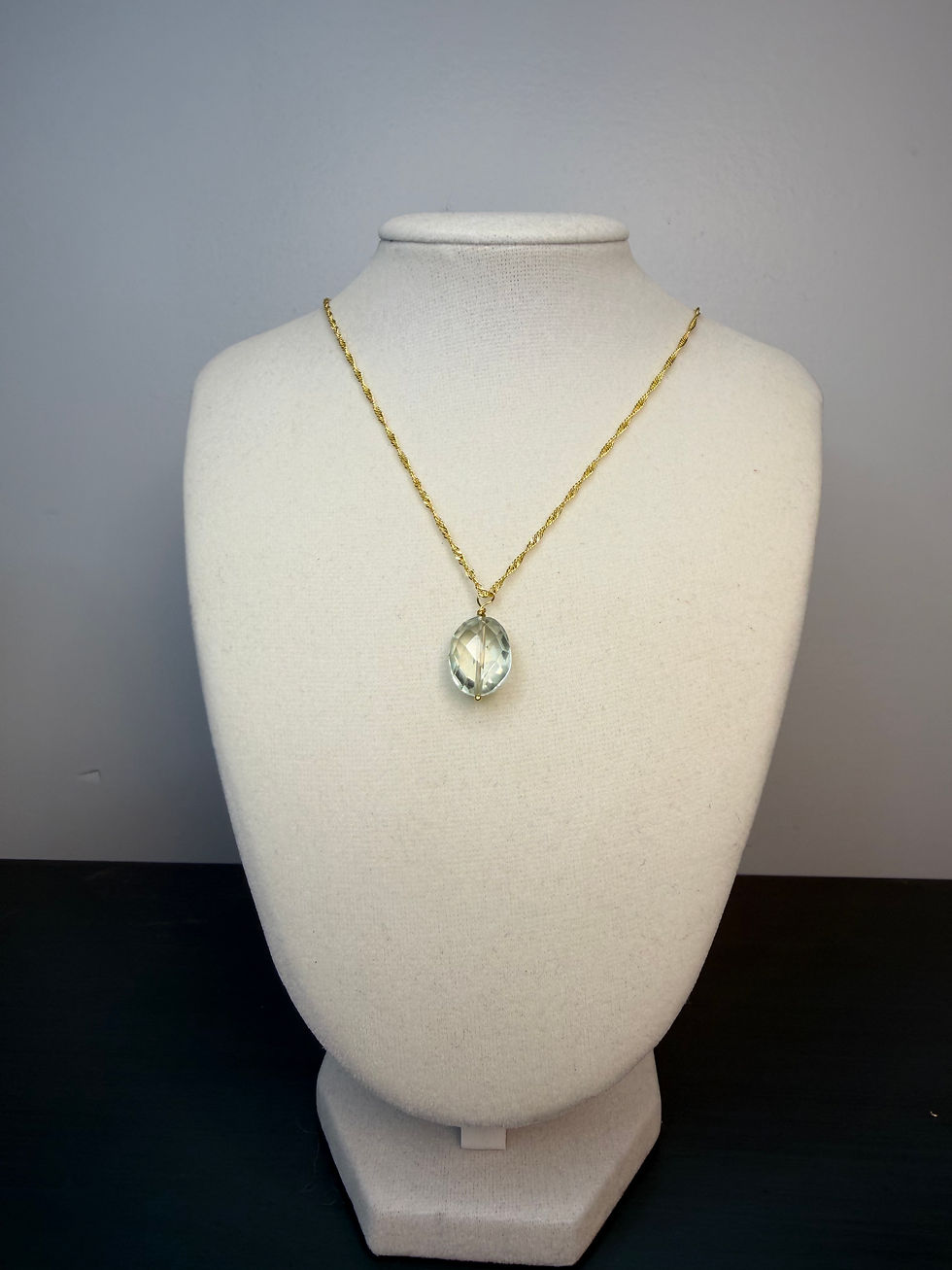Thumbnail: 18k Gold Over 925 Sterling Silver Green Amethyst Necklace 