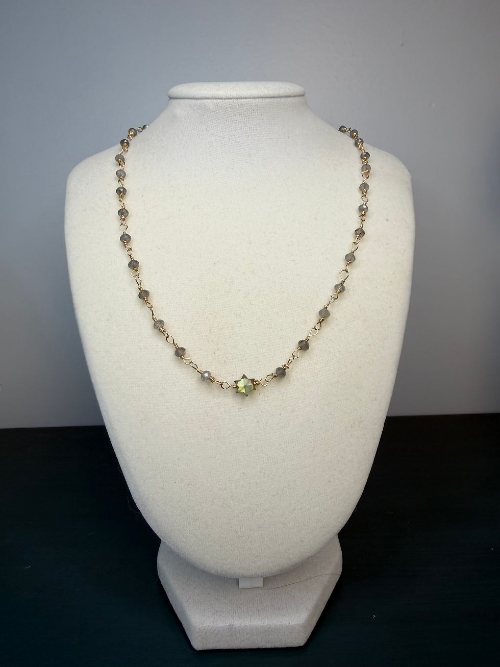Thumbnail: Gold Filled Wrapped Labradorite Gemstone Necklace 