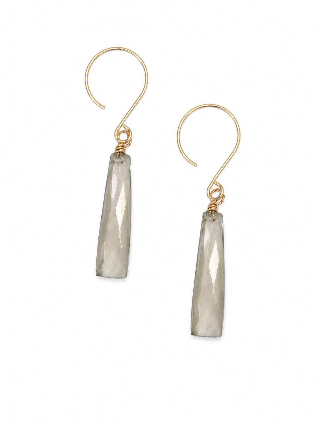 Gold Filled Green Amethyst Hook Earrings