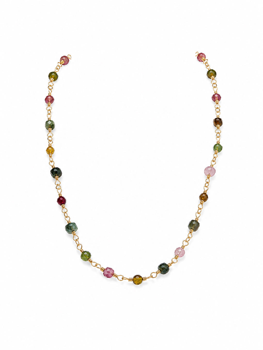 Gold Filled Wire Wrapped Tourmaline Gemstone Necklace
