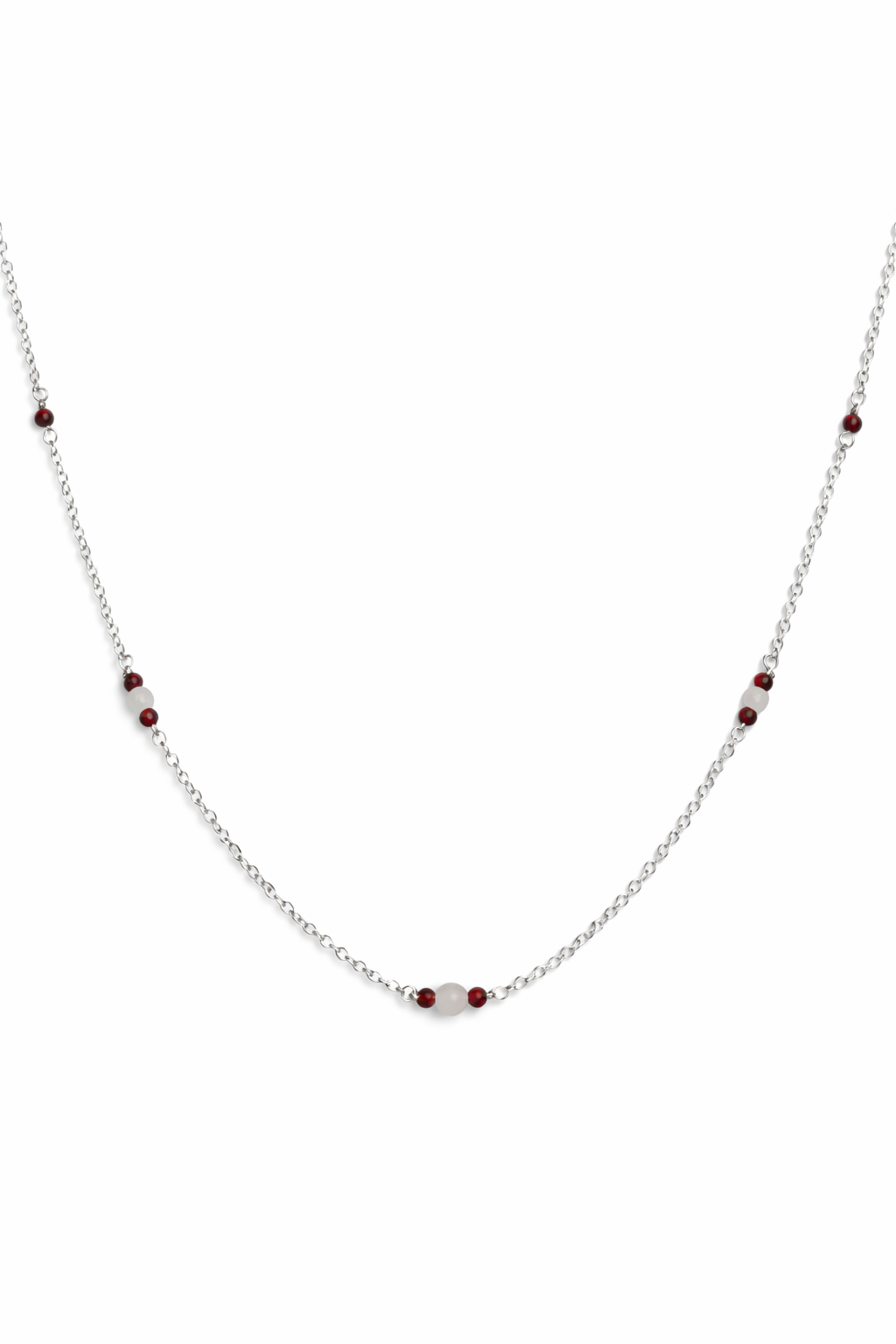 925 Sterling Silver Rose Quartz & Ruby Gemstone Necklace