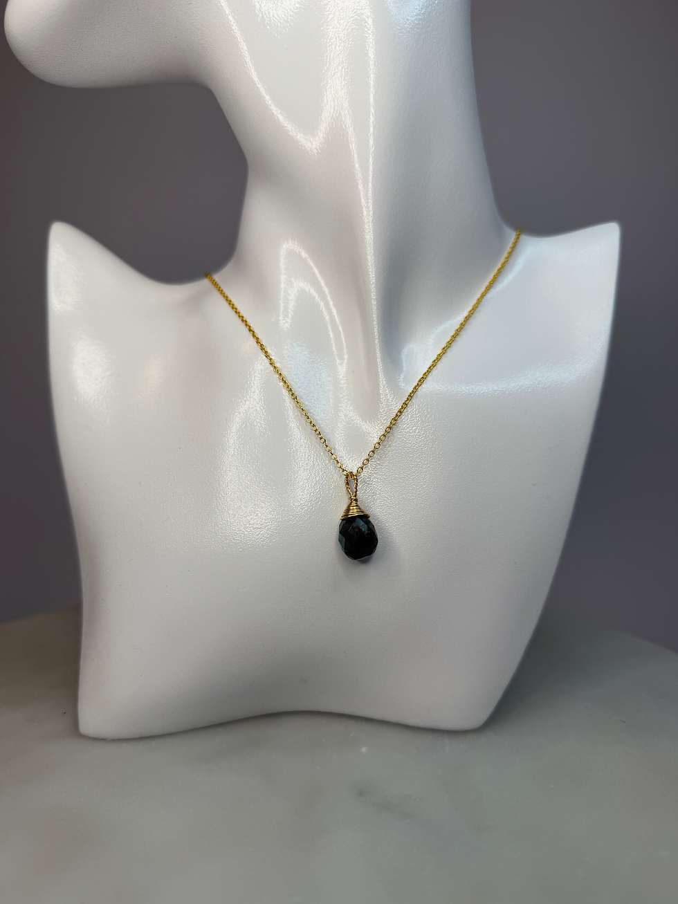 Thumbnail: 14k Gold Over 925 Sterling Silver Labradorite Gemstone Necklace 