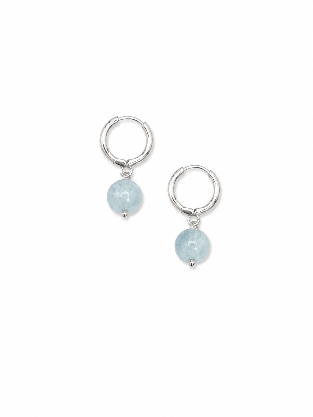 925 Sterling Silver Larimar Gemstone Huggie Earrings