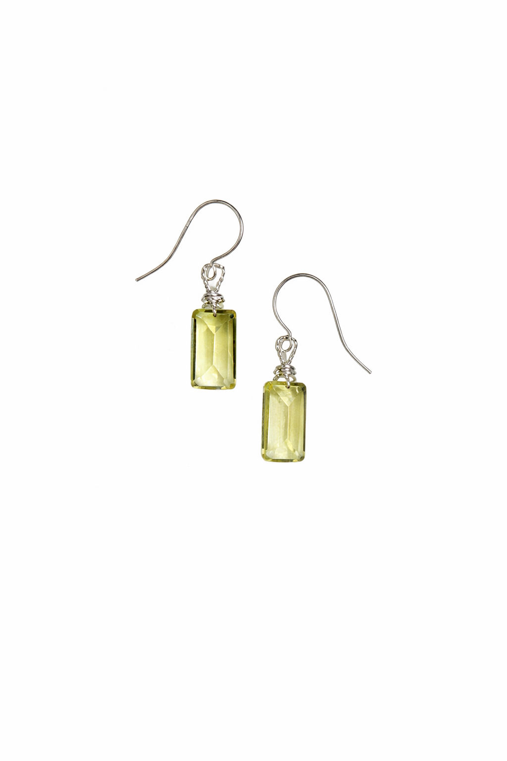 925 Sterling Silver Lemon Quartz Hook Dangle Earrings 