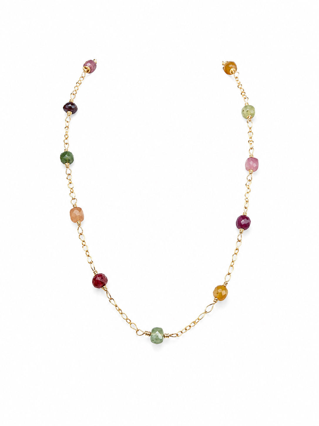 Gold Filled Wire Wrapped Tourmaline Gemstone Necklace