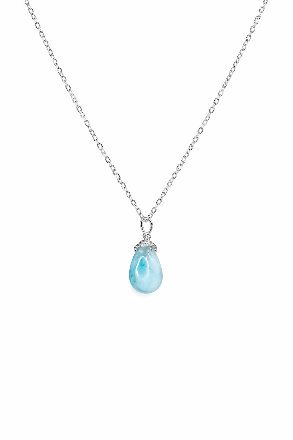 925 Sterling Silver Larimar Gemstone Necklace 