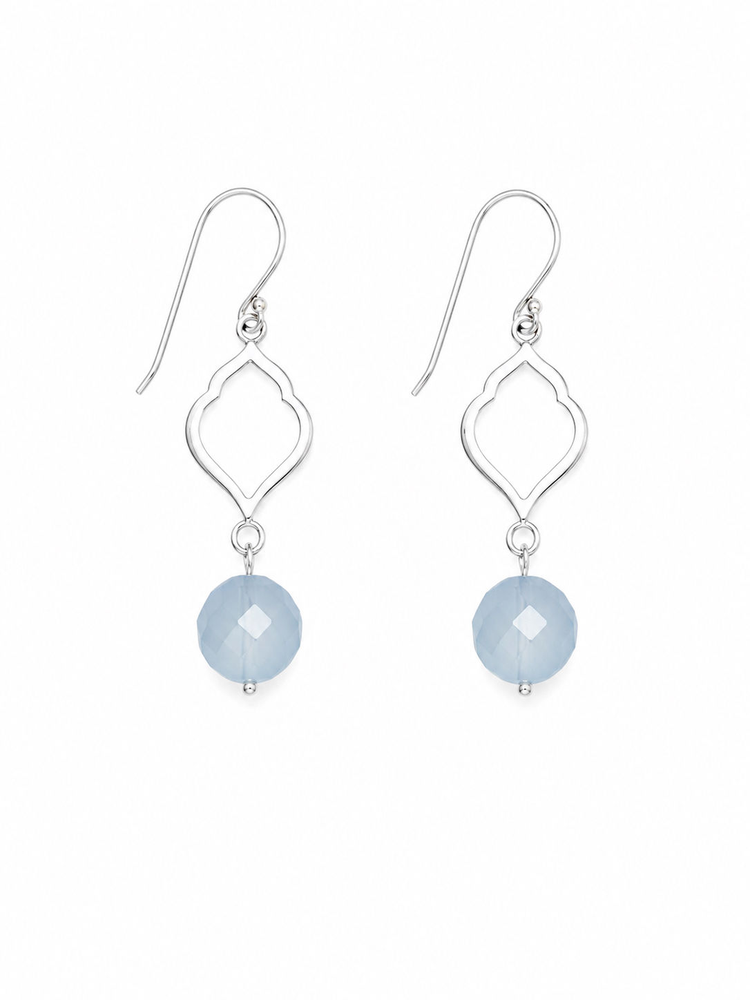 925 Sterling Silver Aquamarine Gemstone Hook Dangle Earrings