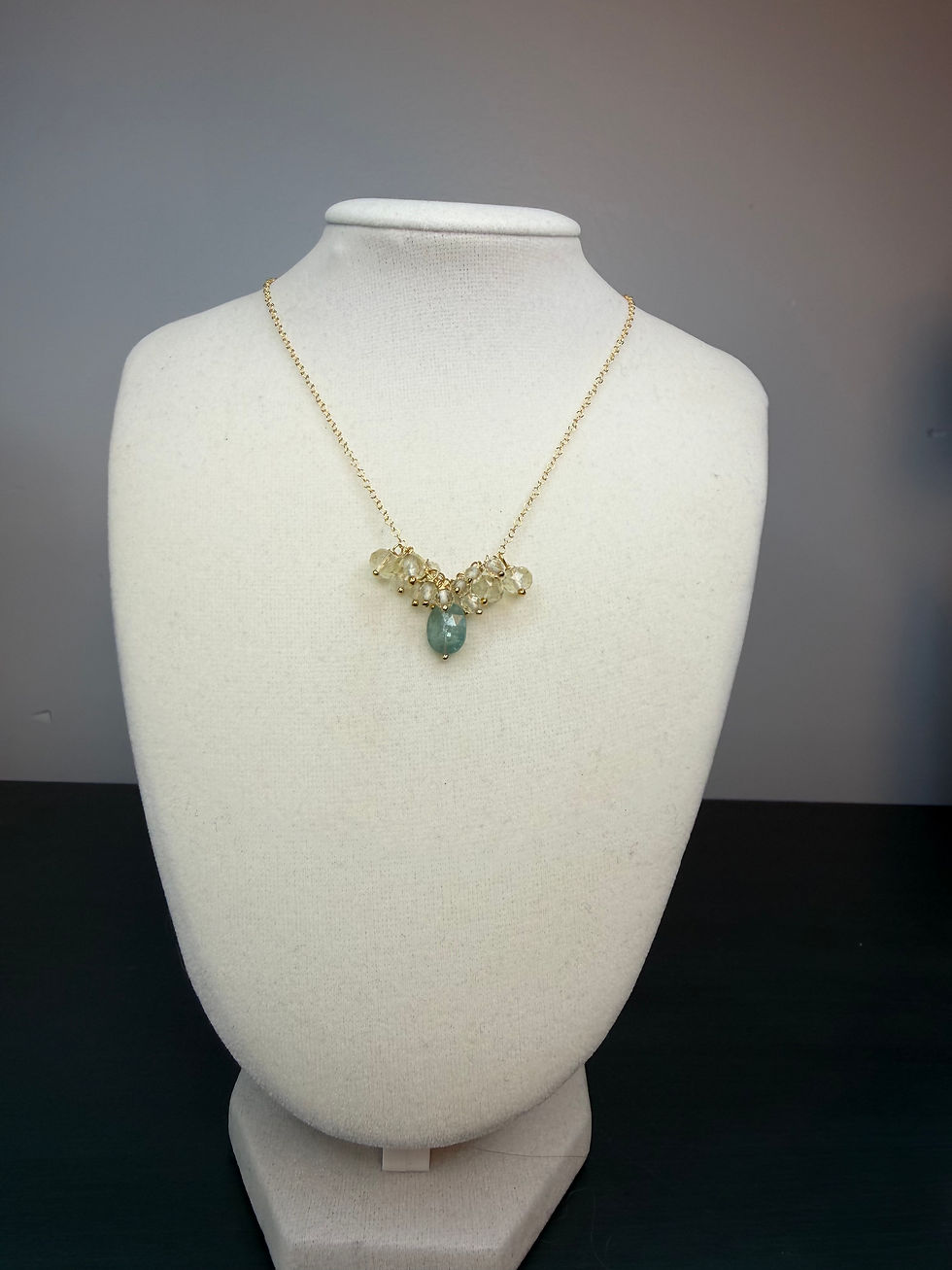 Thumbnail: Gold Filled Kyanite & Lemon Quartz Gemstone Necklace 