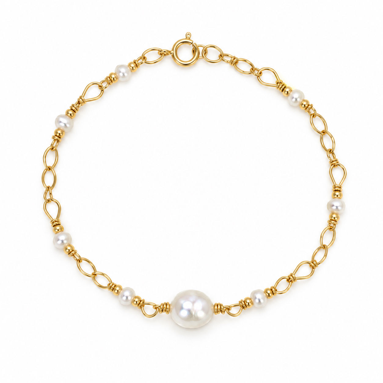 Gold Filled Wire Wrapped Freshwater Pearl Bracelet