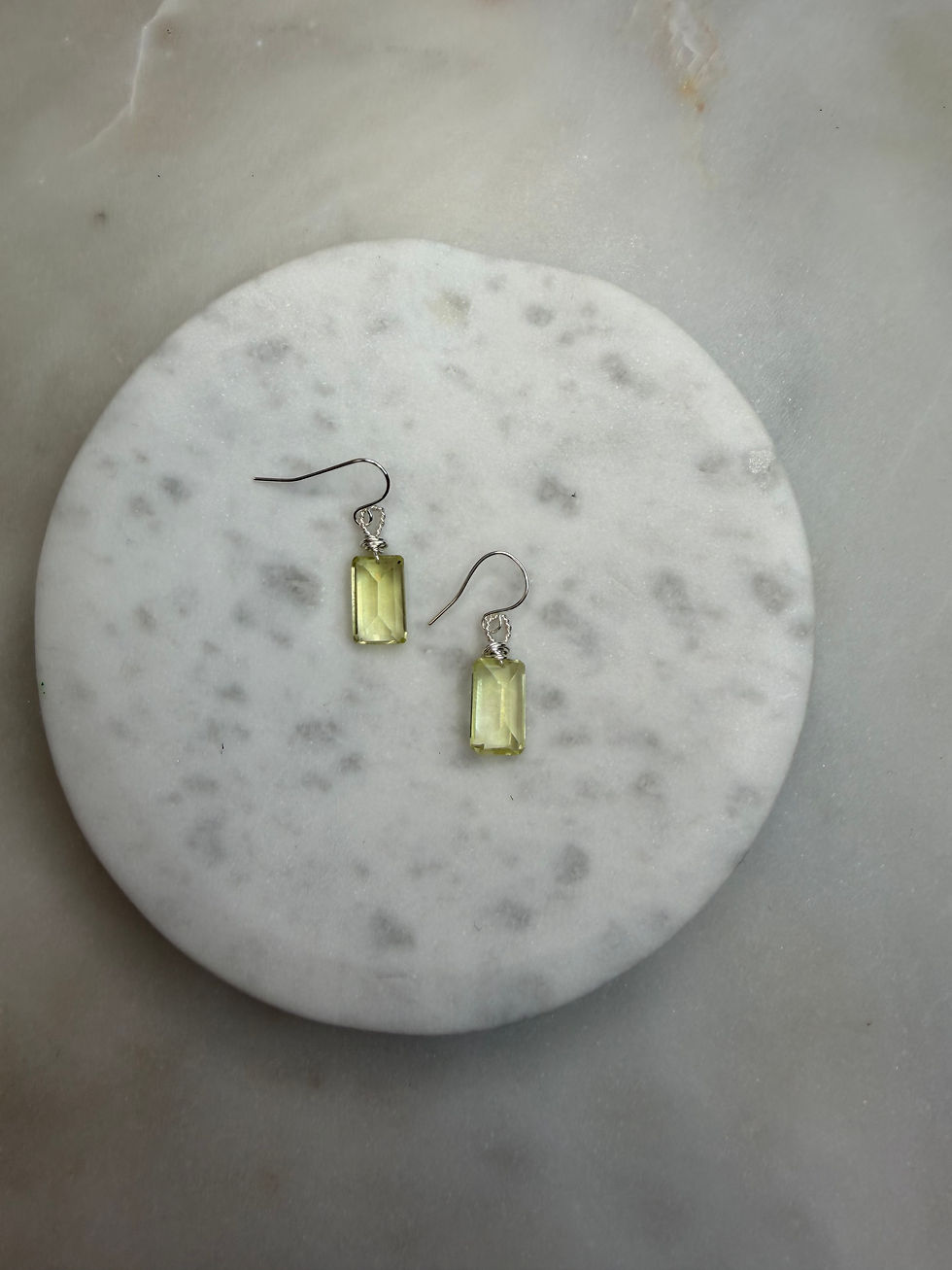 Thumbnail: 925 Sterling Silver Lemon Quartz Hook Dangle Earrings 
