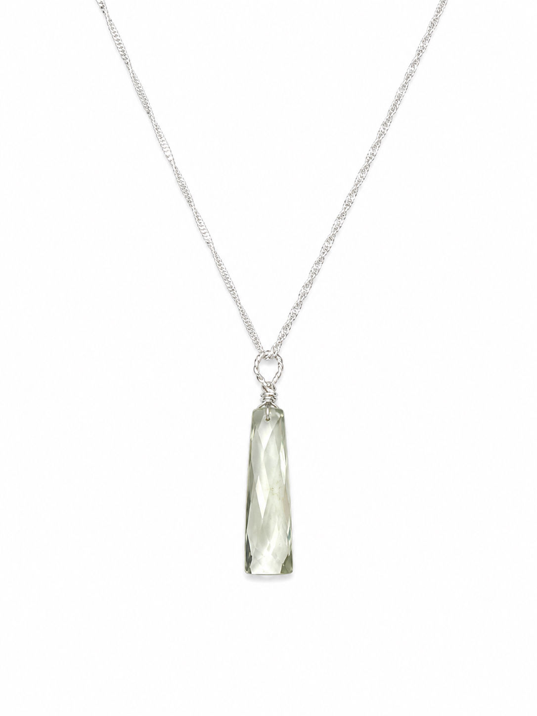 925 Sterling Silver Green Amethyst Gemstone Necklace