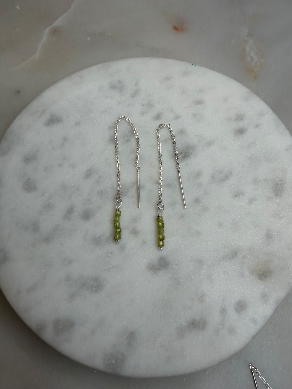 Thumbnail: 925 Sterling Silver Peridot Threader Earrings 
