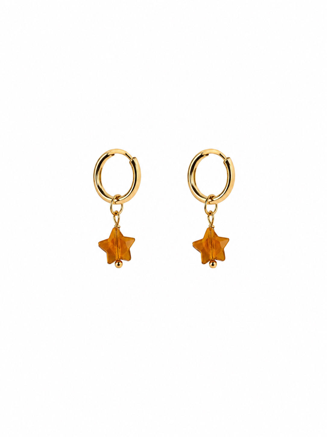 Gold Filled Tourmaline Star Gemstone Huggie Earrings 