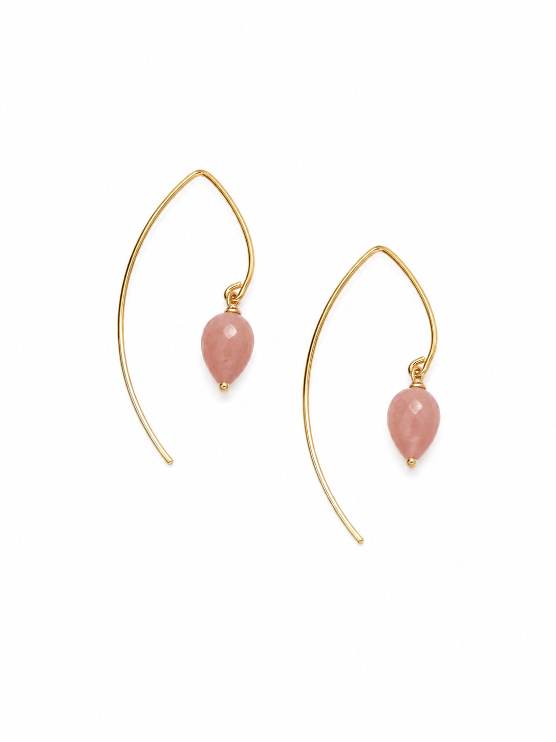Gold Filled Guava Quartz Hook Threader Earrings 