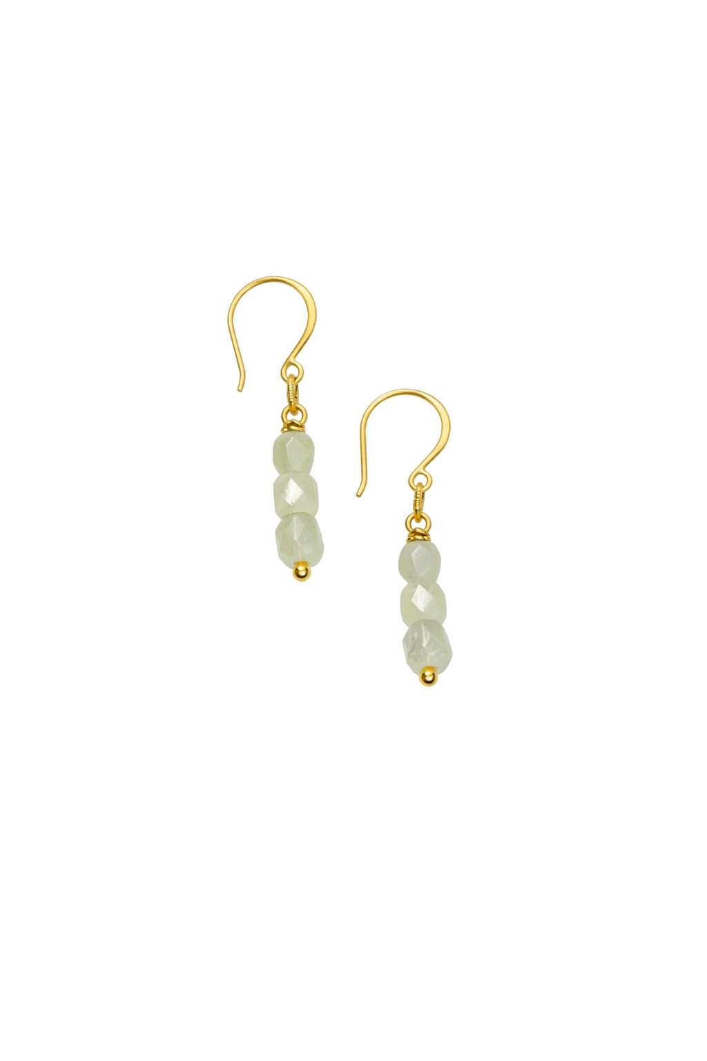 14k Gold Over 925 Sterling Silver Prehnite Dangle Hook Earrings