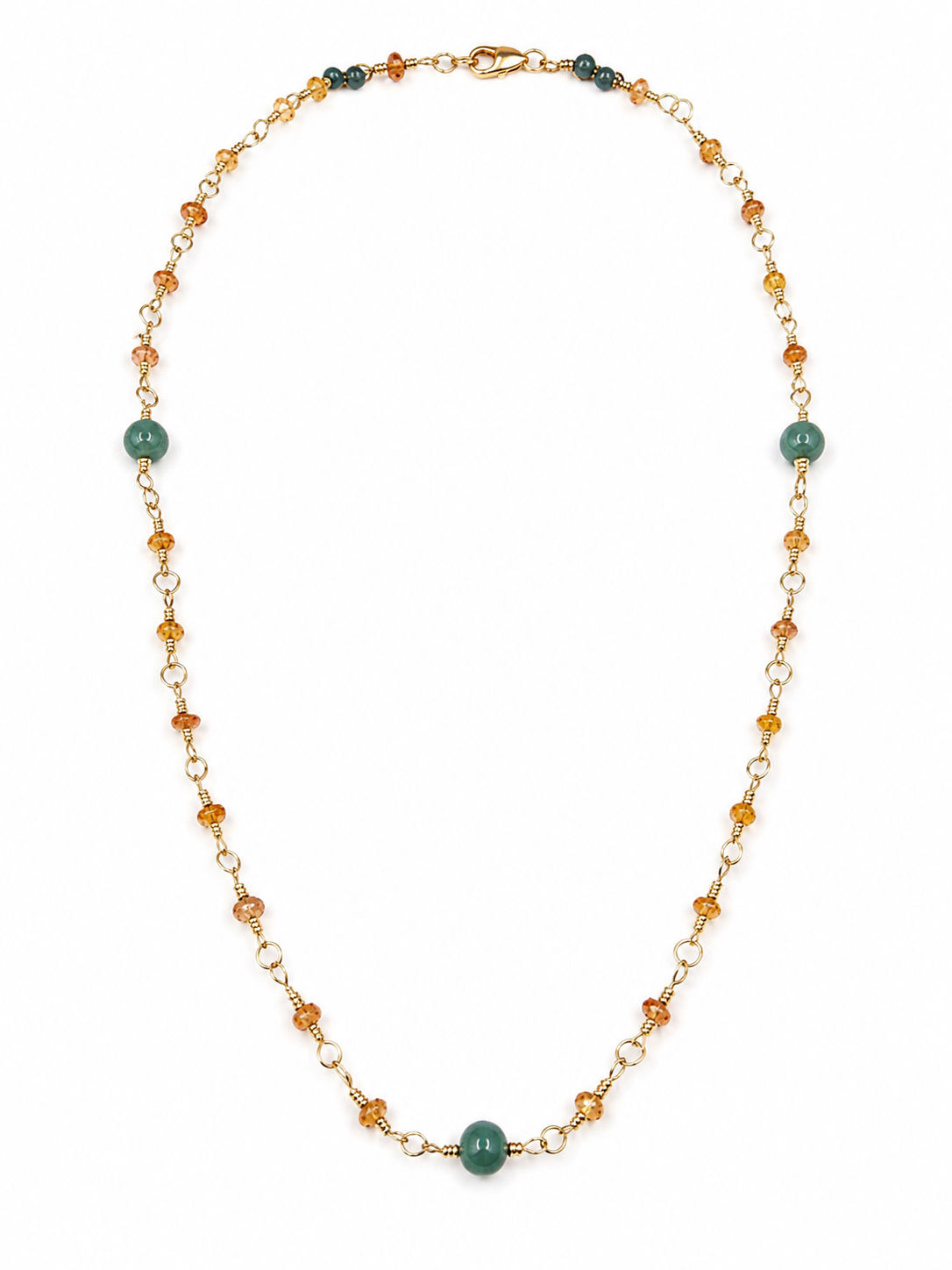 Gold Filled Wire Wrapped Kyanite & Orange Padparadscha Sapphire Necklace