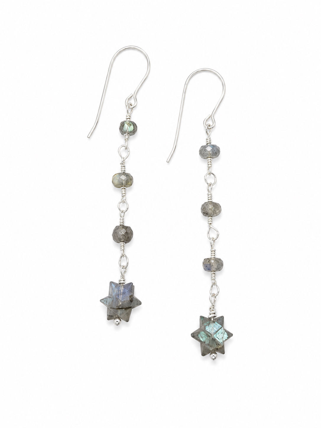925 Sterling Silver Labradorite as tar Gemstone Hook Dangle Earrings