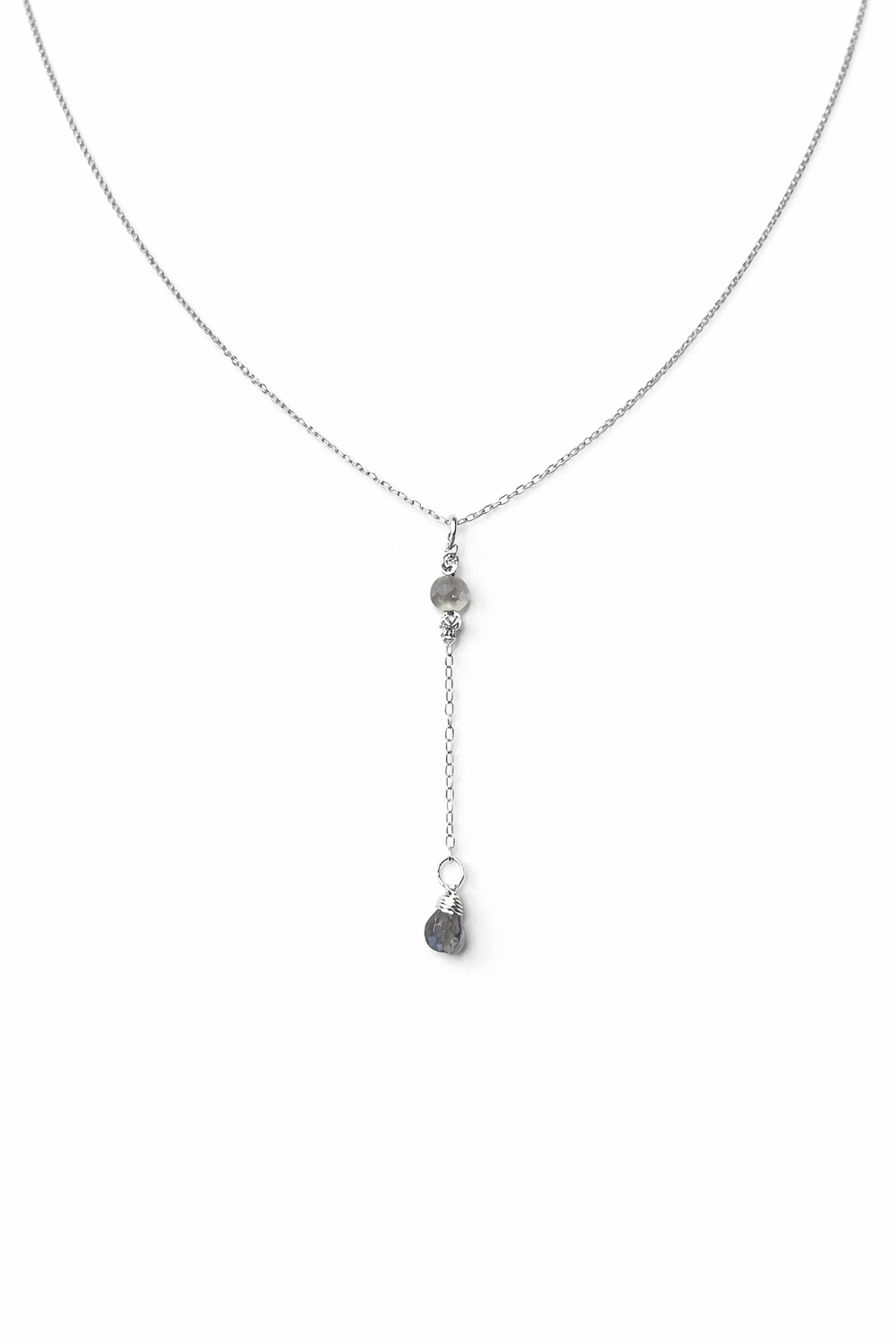 925 Sterling Silver Labradorite Lariat Necklace