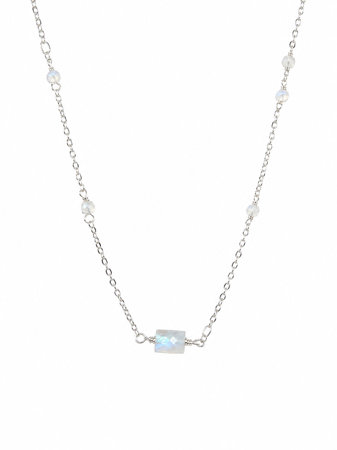 925 Sterling Silver Wire Wrapped Moonstone Gemstone Necklace