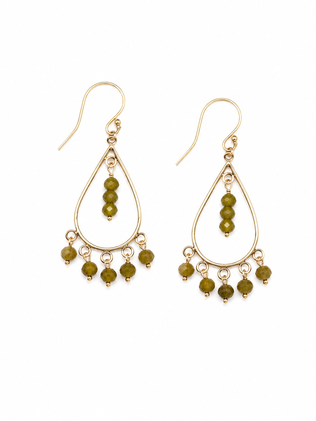 18k Gold Over 925 Sterling Silver Vesuvianite Hook Chandelier Earry