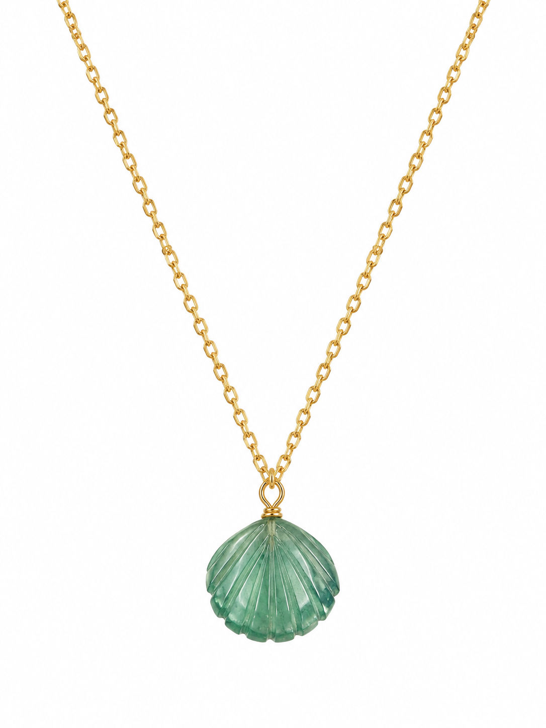 Gold Filled Fluorite Seashell Gemstone Necklace