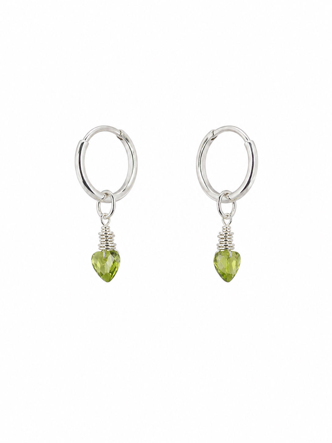 925 Sterling Silver Peridot Hoop Earrings