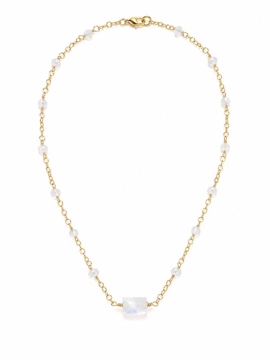 Gold Filled Wire Wrapped Moonstone Gemstone Necklace
