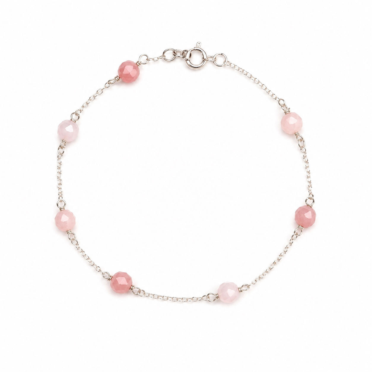 925 Sterling Silver Pink Opal Bracelet 