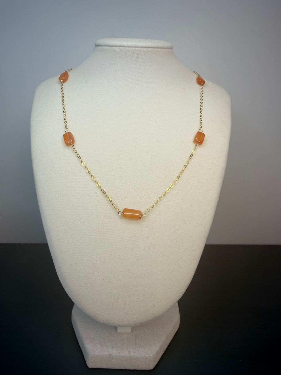 Thumbnail: 18k Gold Over 925 Sterling Silver Carnelian Gemstone Necklace