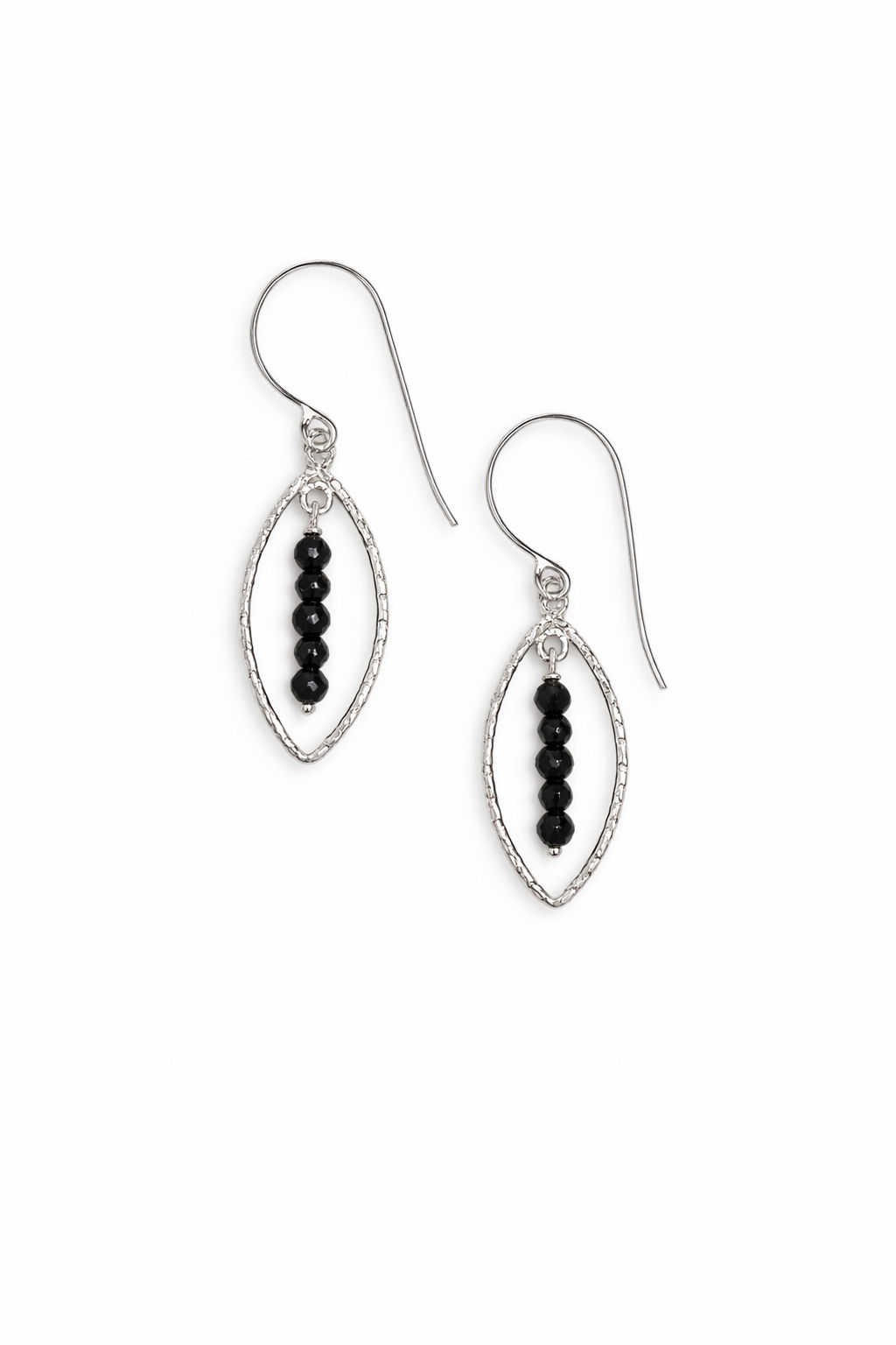 925 Sterling Silver Black Spinel Chandelier Hook Earrings