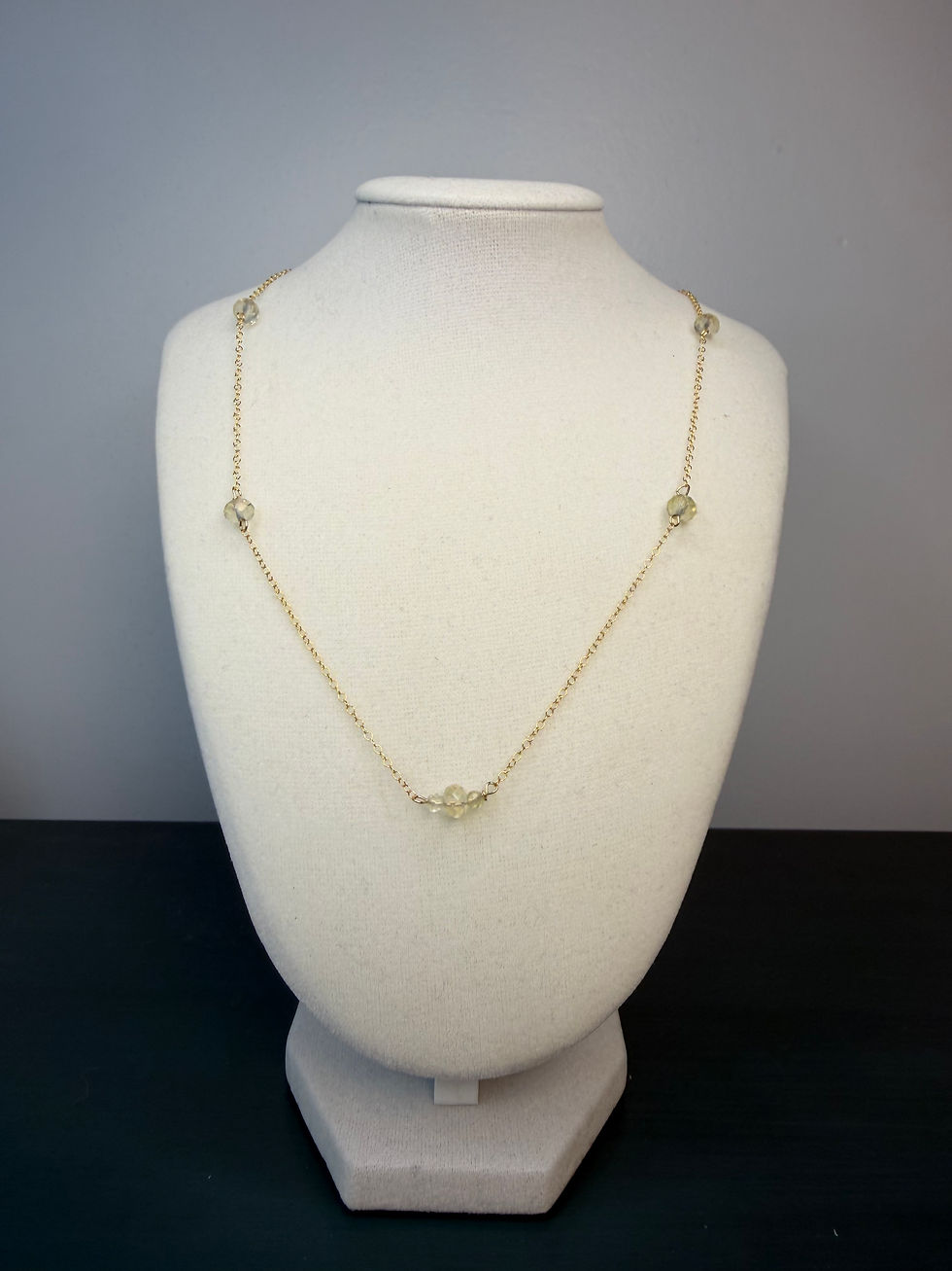 Thumbnail: Gold Filled Stationary Lemon Quartz Gemstone Necklace 