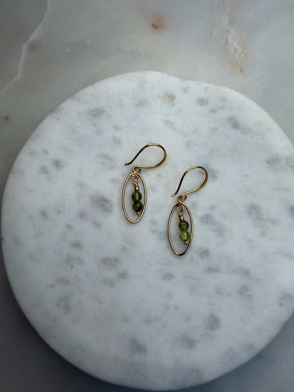 Thumbnail: 14k Gold Over 925 Sterling Silver Peridot Chandelier Hook Earrings 