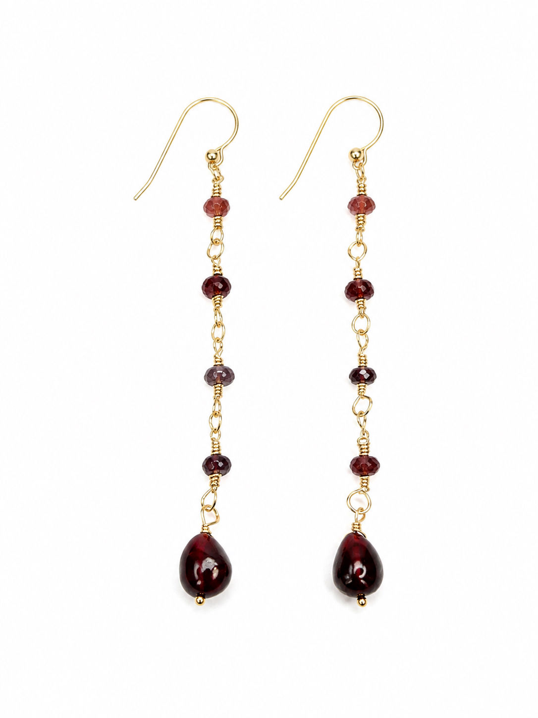 Gold Filled Spinel & Garnet Hook Dangle Earrings