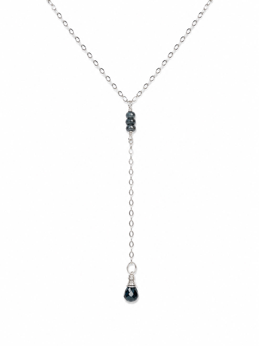 925 Sterling Silver London Blue Topaz Gemstone Lariat Necklace