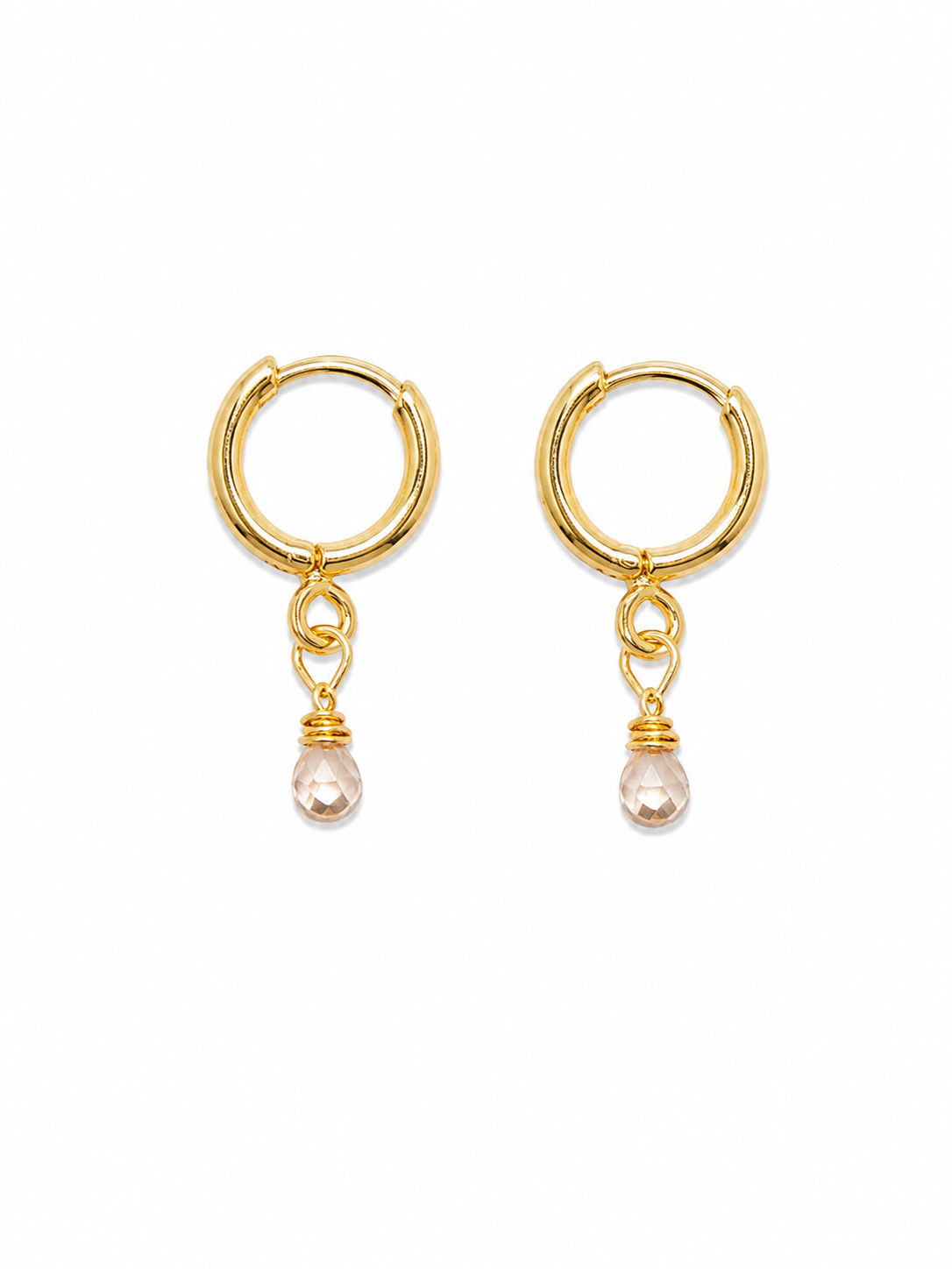 Gold Filled Morganite Huggie Earrings 