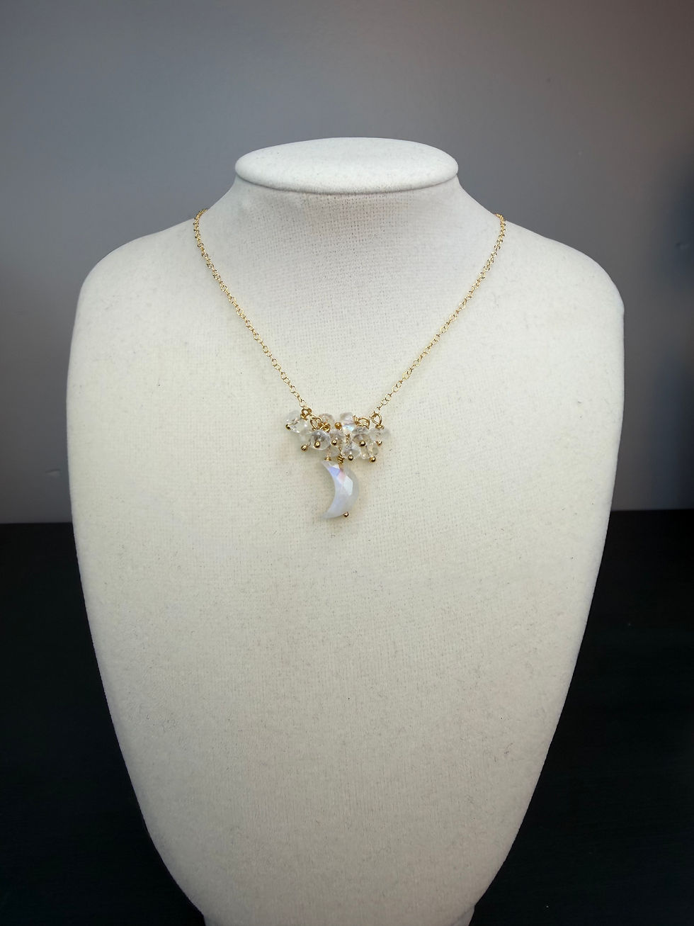 Thumbnail: Gold Filled Moonstone Moon Gemstone Necklace 